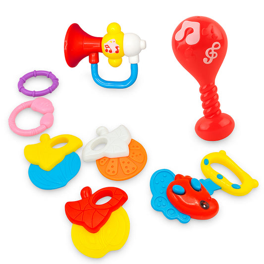 8 Pcs Baby Rattle & Teether Toy Set –